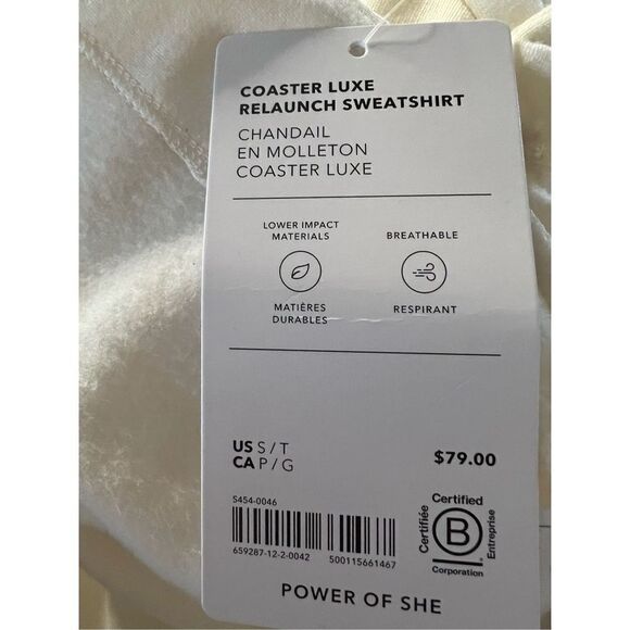 Athleta Womem's White Classic Coaster Luxe Relaunch Sweatshirt Size Small NWT - Picture 6 of 6